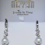 Pearl 
Diamond 14k White Gold Ladies Dangle Earrings