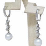 Pearl 
Diamond 14k White Gold Ladies Dangle Earrings