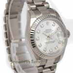 Rolex Datejust 18k White Gold Silver Diamond Dial 26mm President Watch Y 179179