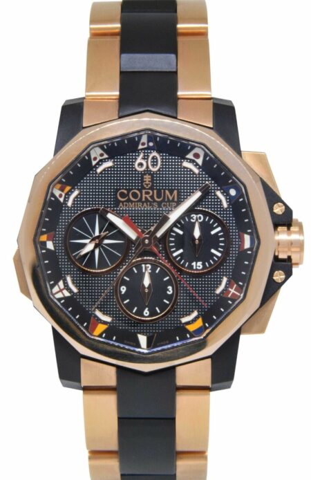 Corum Admirals Cup Challenge 44 Split Chronograph 18k RG Watch B/P 60923.165605