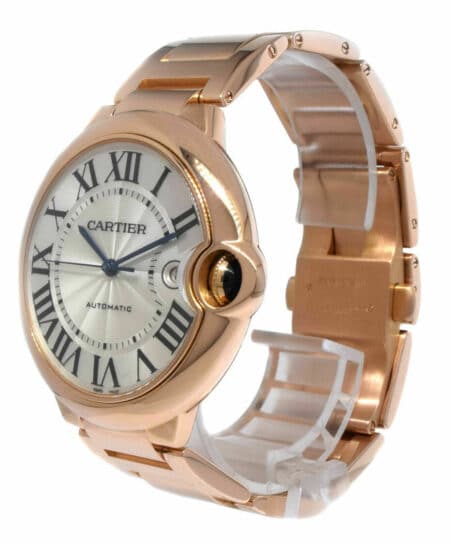 Cartier Ballon Bleu 42mm 18k Rose Gold Mens Auto Watch Box/Papers WGBB0016 2999