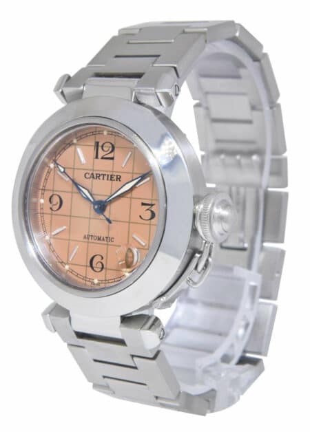 Cartier Pasha C Steel Salmon Grid Dial Ladies 35mm Automatic Watch W31024M7 2324