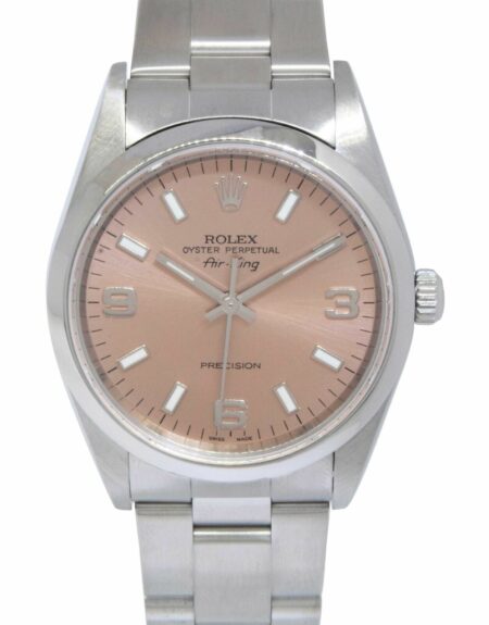 Rolex Air-King Precision Steel Salmon Dial 34mm Automatic Watch + Papers Y 14000