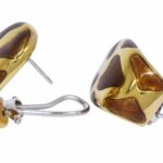 Roberto Coin 18k Yellow Gold 
Brown Enamel Earrings Omega Post