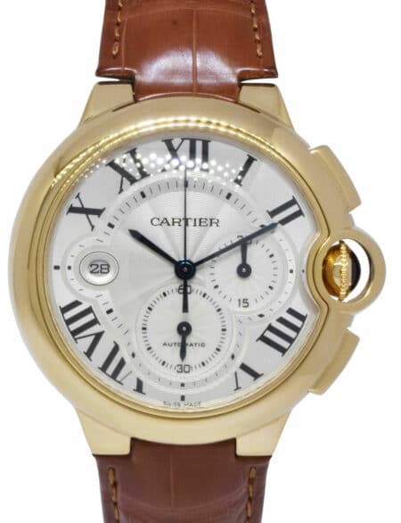 Cartier Ballon Bleu XL 44mm Chronograph 18k Yellow Gold Watch W6920007 3106