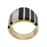 Piaget 18k Yellow Gold Gents Diamond 
Onyx Ring Size 12 / 67 EU