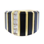 Piaget 18k Yellow Gold Gents Diamond 
Onyx Ring Size 12 / 67 EU