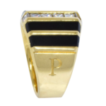 Piaget 18k Yellow Gold Gents Diamond 
Onyx Ring Size 12 / 67 EU