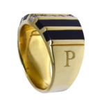 Piaget 18k Yellow Gold Gents Diamond 
Onyx Ring Size 12 / 67 EU