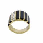 Piaget 18k Yellow Gold Gents Diamond 
Onyx Ring Size 12 / 67 EU