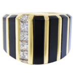 Piaget 18k Yellow Gold Gents Diamond 
Onyx Ring Size 12 / 67 EU