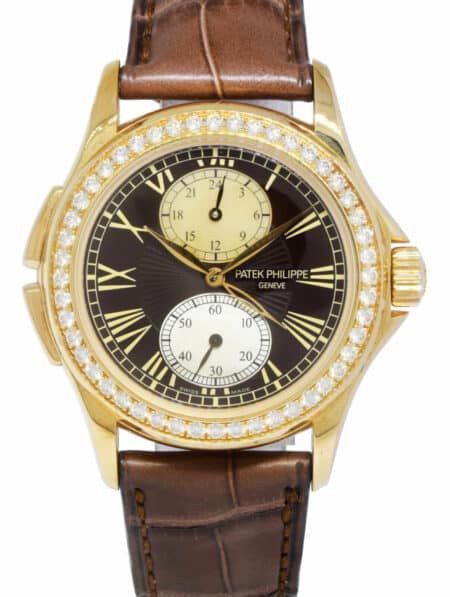 Patek Philippe Travel Time 4934 18K Rose Gold Pearl 
Diamonds Watch 4934R