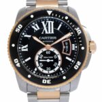 Cartier Calibre Diver 18k Rose Gold/Steel Black 42mm Watch B/P '19 W7100054 3729