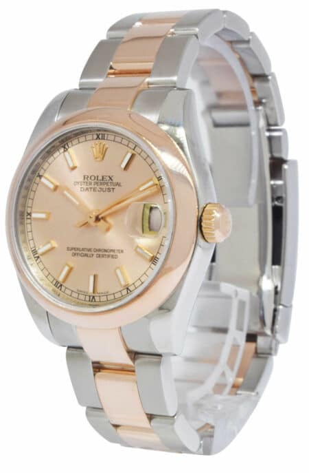 Rolex Datejust 18k Rose Gold/Steel Pink Index Dial Ladies 31mm Watch Z 178241