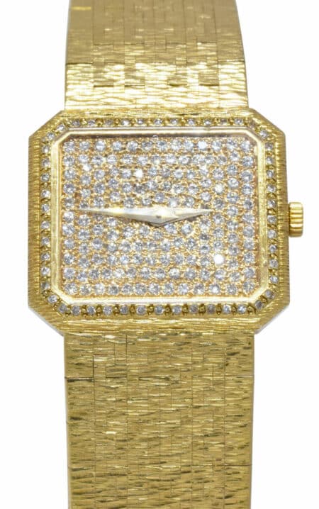 Piaget Rectangle 18k Yellow Gold Diamond Ladies Dress Quartz Watch +Box 8128 A 6