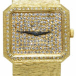 Piaget Rectangle 18k Yellow Gold Diamond Ladies Dress Quartz Watch +Box 8128 A 6