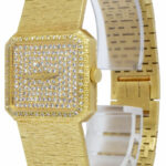 Piaget Rectangle 18k Yellow Gold Diamond Ladies Dress Quartz Watch +Box 8128 A 6