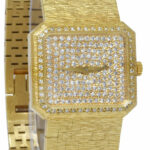 Piaget Rectangle 18k Yellow Gold Diamond Ladies Dress Quartz Watch +Box 8128 A 6