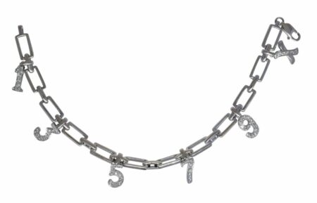 18k White Gold 
Diamond Bracelet with Dangling Numbers