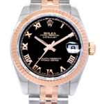 Rolex Datejust 18k Rose Gold/Steel Black Roman Dial Ladies 31mm Watch D 178271