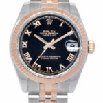 Rolex Datejust 18k Rose Gold/Steel Black Roman Dial Ladies 31mm Watch D 178271