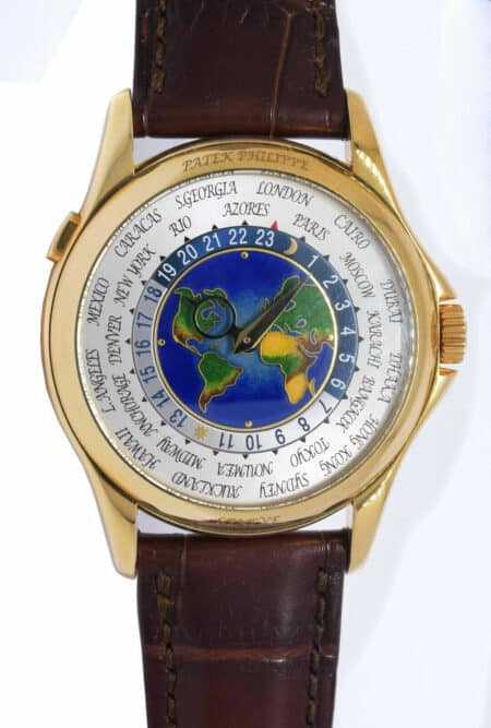 Patek Philippe World Time 18k Yellow Gold Enamel Dial Box/Papers 5131J