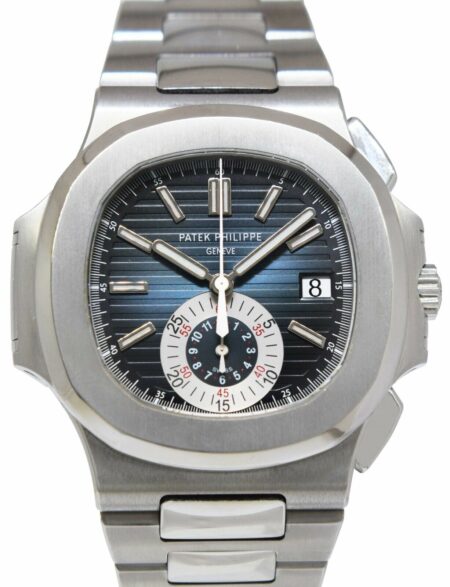 Patek Philippe Nautilus 5980 Chronograph Steel Blue Dial Watch B/P '11 5980/1A