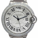 Cartier Ballon Bleu 36mm 18k White Gold Diamond Auto Watch +Box WE96006Z3 3004