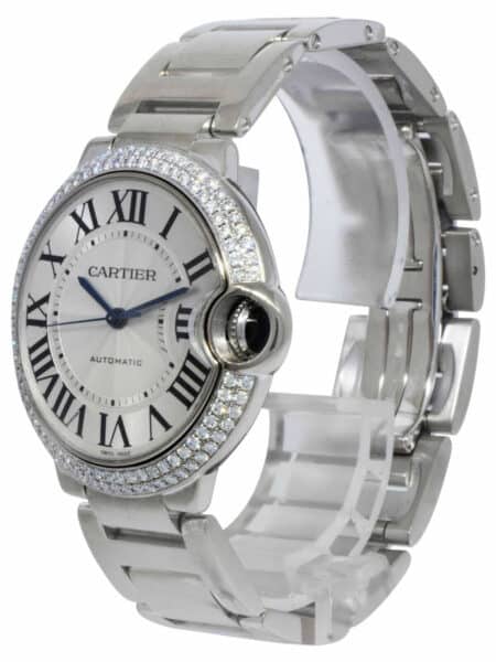 Cartier Ballon Bleu 36mm 18k White Gold Diamond Auto Watch +Box WE96006Z3 3004