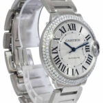 Cartier Ballon Bleu 36mm 18k White Gold Diamond Auto Watch +Box WE96006Z3 3004