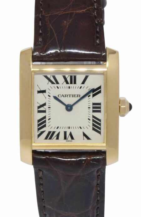 Cartier Tank Francaise Midsize 18k Yellow Gold Ladies Quartz Watch on Strap 1821