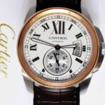 Cartier Calibre Steel 
18k Rose Gold Silver Dial 42mm Watch W7100039 3299