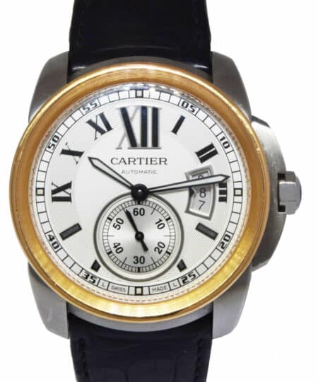 Cartier Calibre Steel 
18k Rose Gold Silver Dial 42mm Watch W7100039 3299