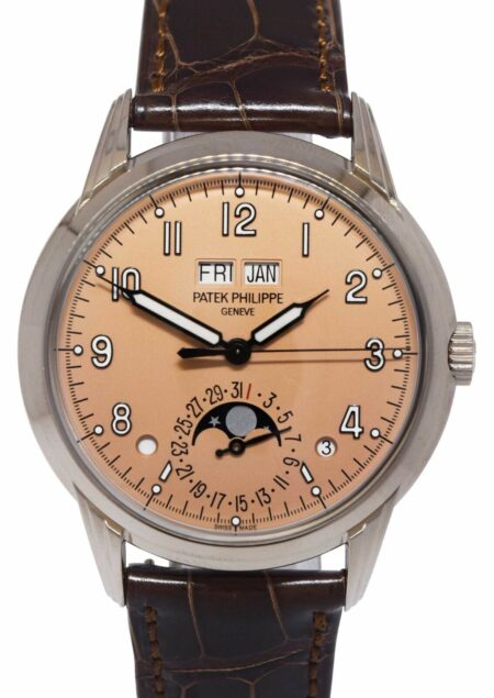 Patek Philippe Perpetual Calendar White Gold Mens Rose Dial 40mm Watch B/P 5320g