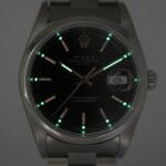 Rolex Date Stainless Steel Black Dial Oyster Bracelet 34mm Watch Y 15200