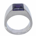 Cartier 18K White Gold Tank Ring Amethyst Size 52