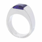 Cartier 18K White Gold Tank Ring Amethyst Size 52