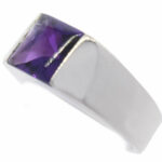 Cartier 18K White Gold Tank Ring Amethyst Size 52