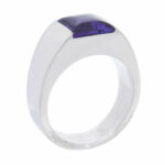 Cartier 18K White Gold Tank Ring Amethyst Size 52