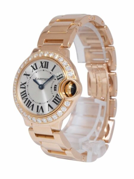 Cartier Ballon Bleu 28mm 18k Rose Gold Diamond Ladies Quartz Watch WJBB0015 3007