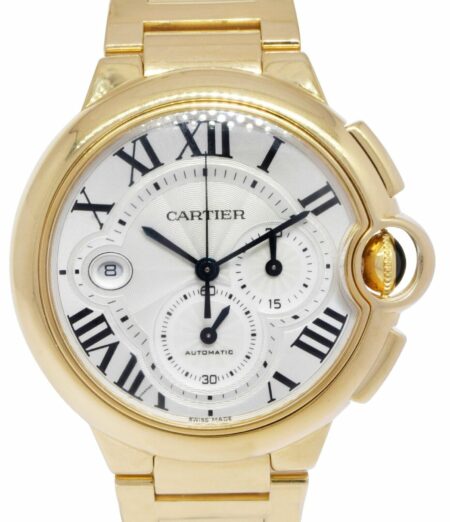 Cartier Ballon Bleu XL 44mm Chronograph 18k Yellow Gold Mens Watch W6920008 3106