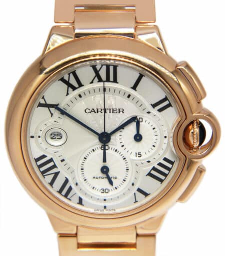 Cartier Ballon Bleu XL 44mm Chronograph 18k Rose Gold Mens Watch W6920010 3107