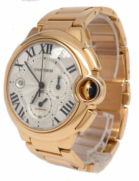 Cartier Ballon Bleu XL 44mm Chronograph 18k Rose Gold Mens Watch W6920010 3107