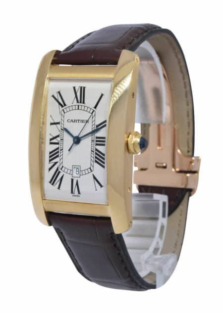 Cartier Tank Americaine Large 18k Yellow Gold Mens Automatic Watch 1740