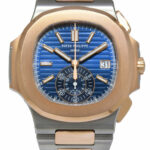 Patek Philippe 5980 Nautilus Chronograph Steel 18k RG Blue Dial Watch B/P 5980AR