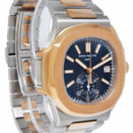 Patek Philippe 5980 Nautilus Chronograph Steel 18k RG Blue Dial Watch B/P 5980AR