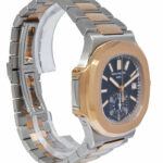 Patek Philippe 5980 Nautilus Chronograph Steel 18k RG Blue Dial Watch B/P 5980AR