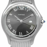 Cartier Panthere Cougar Steel Black Dial Ladies 33mm Quartz Watch 120000 R