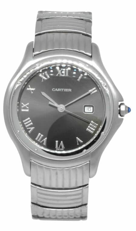 Cartier Panthere Cougar Steel Black Dial Ladies 33mm Quartz Watch 120000 R