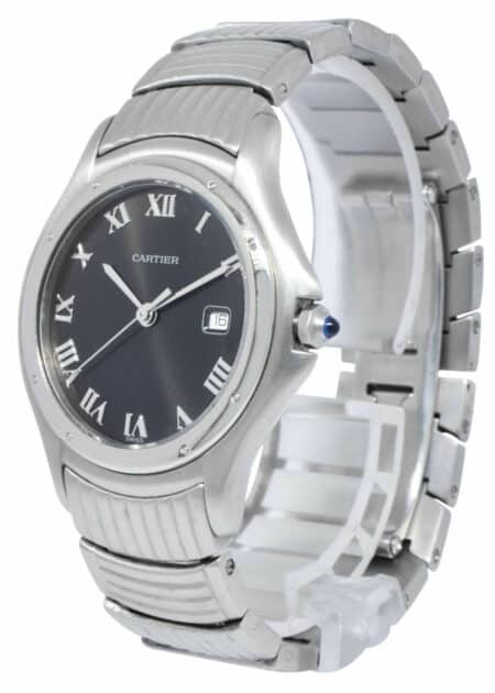 Cartier Panthere Cougar Steel Black Dial Ladies 33mm Quartz Watch 120000 R